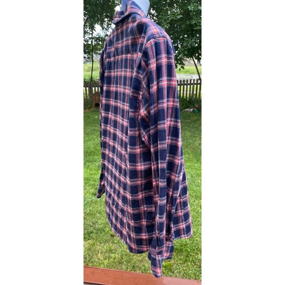 Wrangler Mens XL Red & Blue Plaid Button-Up Shirt With Dual Chest Pockets - Picture 7 of 8